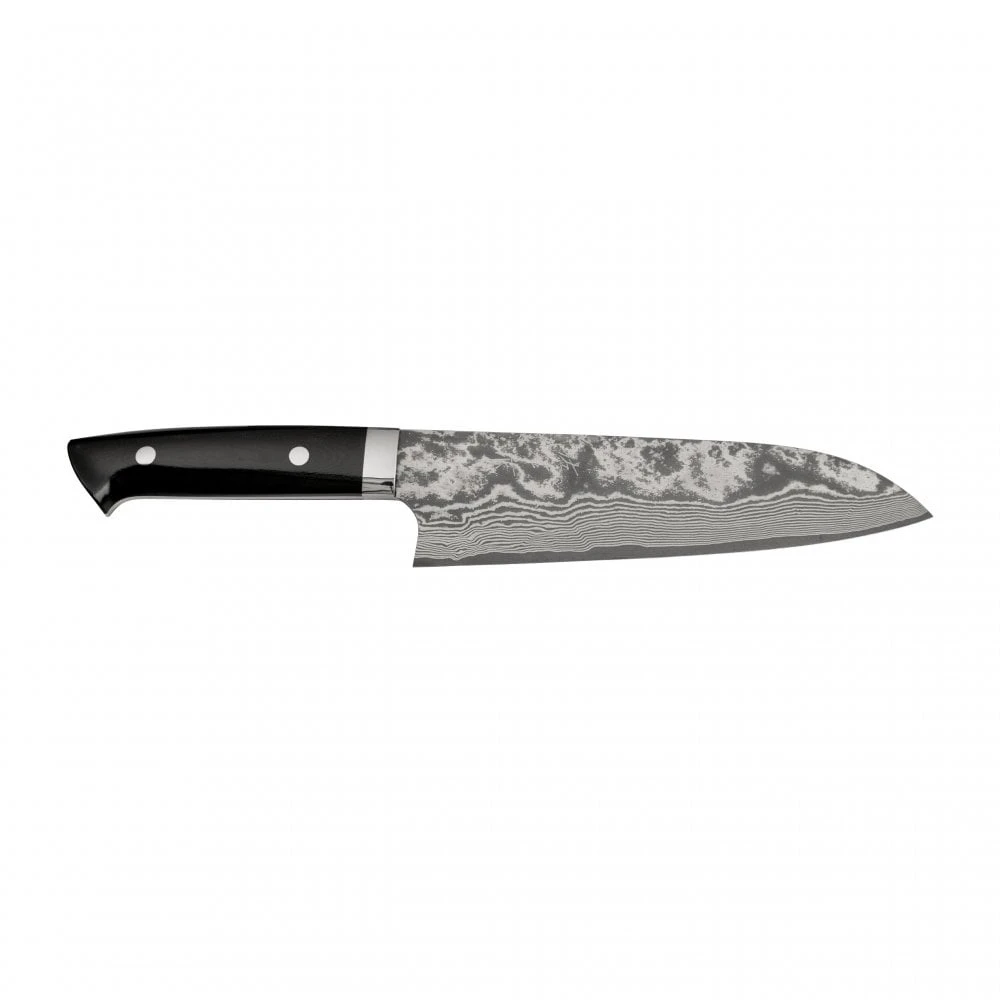 Takeshi Saji Takeshi Saji VG-10 Damascus 18cm Santoku Knife With Black Mikarta Handle 3 Takeshi Saji Takeshi Saji VG-10 Damascus 18cm Santoku Knife With Black Mikarta Handle